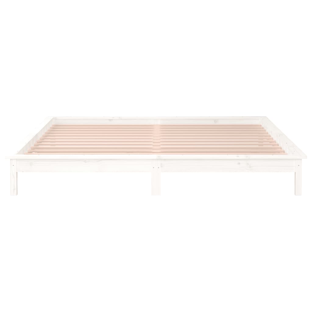 LED Bed Frame without Mattress White 150x200 cm Solid Wood