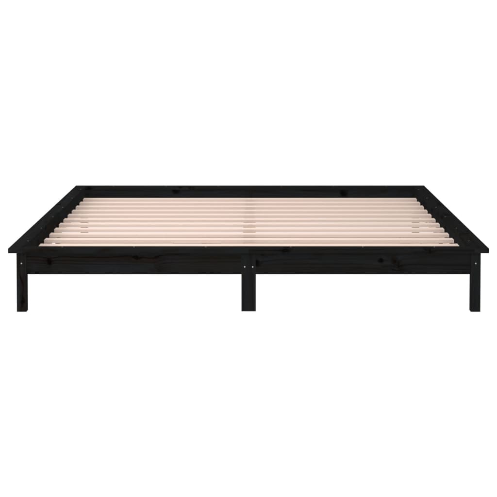 LED Bed Frame without Mattress Black 150x200 cm Solid Wood
