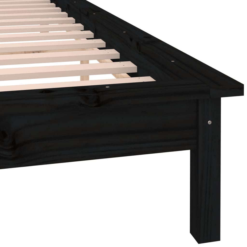 LED Bed Frame without Mattress Black 150x200 cm Solid Wood