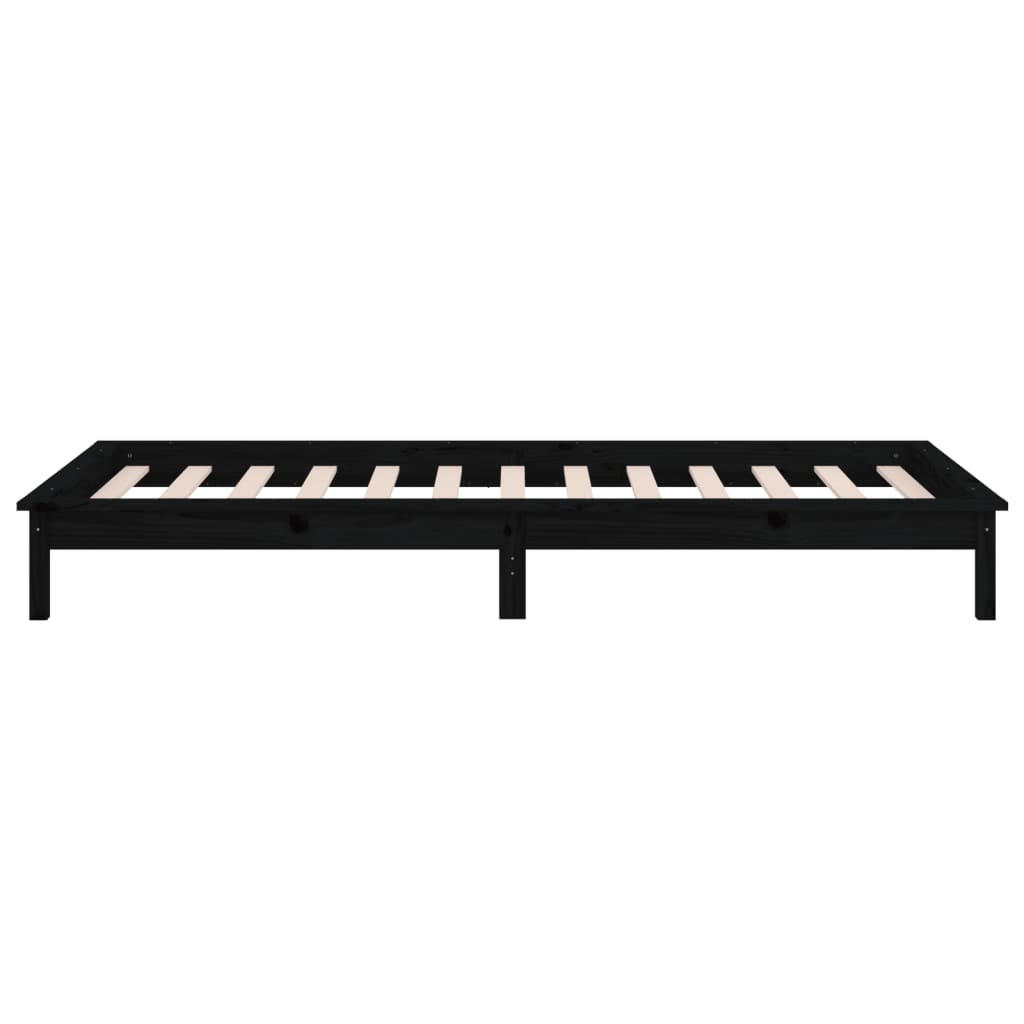 LED Bed Frame without Mattress Black 90x190 cm Solid Wood