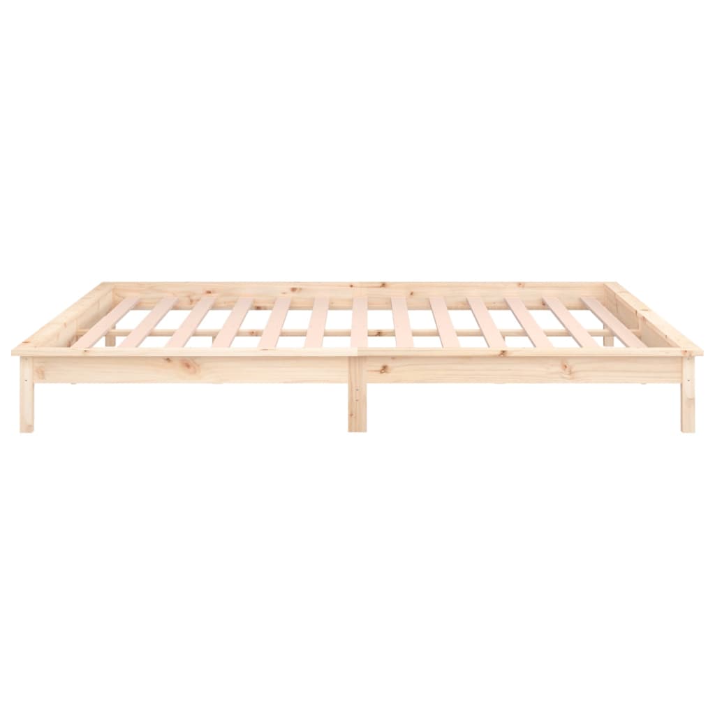 LED Bed Frame without Mattress 135x190 cm Solid Wood
