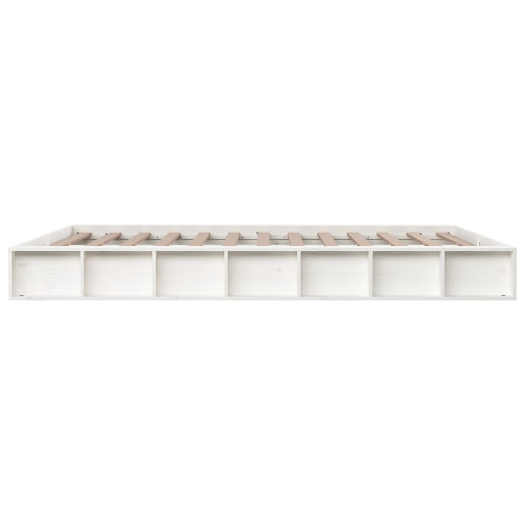 Bed Frame without Mattress White 183x203 cm King Solid Wood