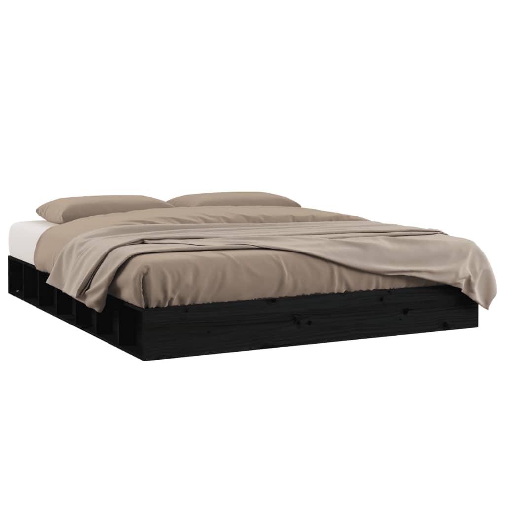 Bed Frame without Mattress Black 183x203 cm King Solid Wood