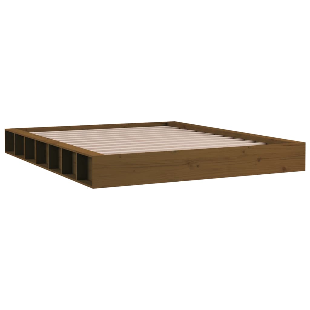 Bed Frame without Mattress Honey Brown 150x200 cm Solid Wood