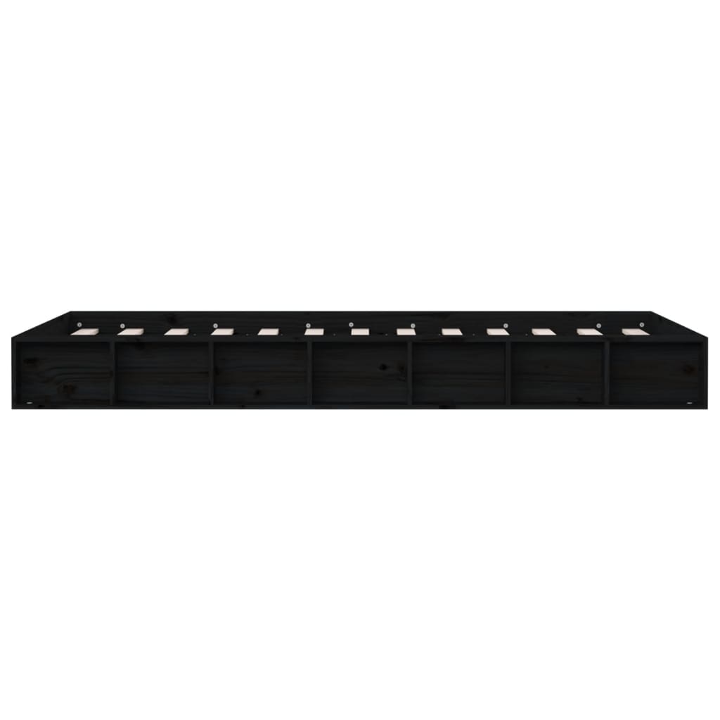 Bed Frame without Mattress Black 135x190 cm Solid Wood