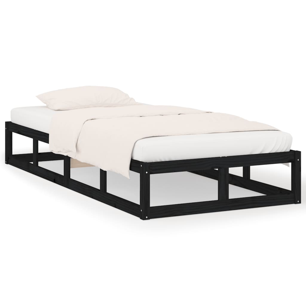 Bed Frame without Mattress Black 100x200 cm Solid Wood