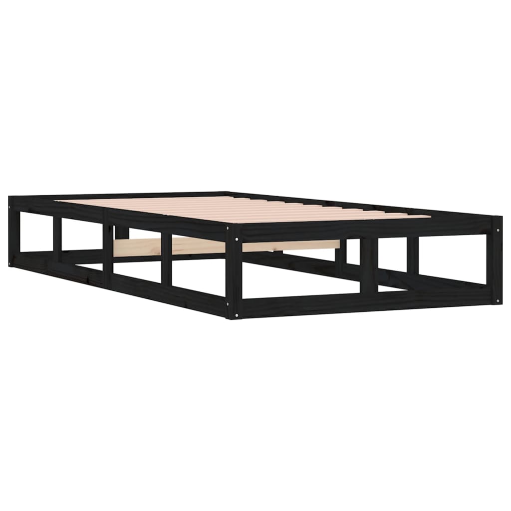 Bed Frame without Mattress Black 100x200 cm Solid Wood