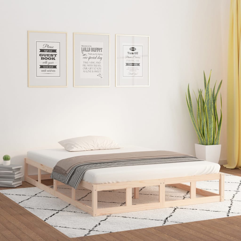 Bed Frame without Mattress 137x187 cm Double Solid Wood