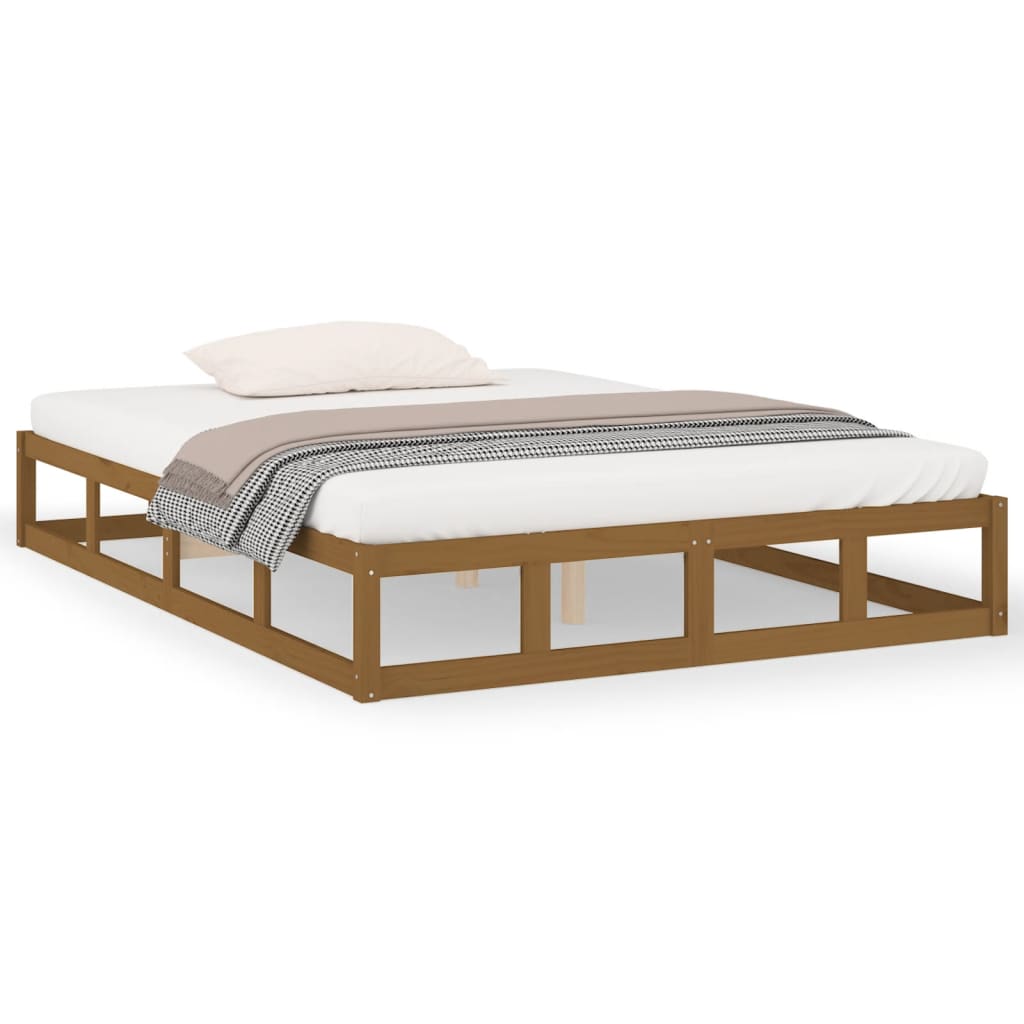 Bed Frame without Mattress Honey Brown 137x187 cm Double Solid Wood