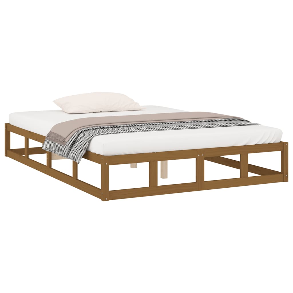 Bed Frame without Mattress Honey Brown 137x187 cm Double Solid Wood