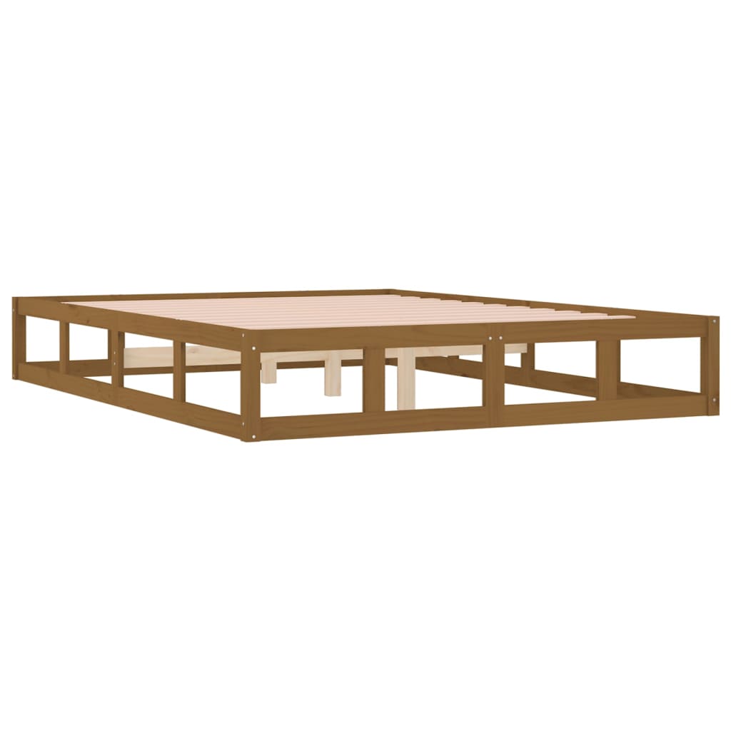 Bed Frame without Mattress Honey Brown 137x187 cm Double Solid Wood