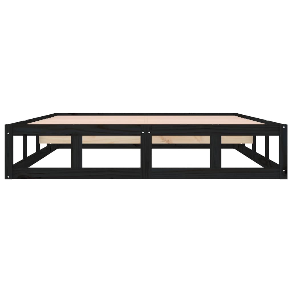 Bed Frame without Mattress Black 137x187 cm Double Solid Wood