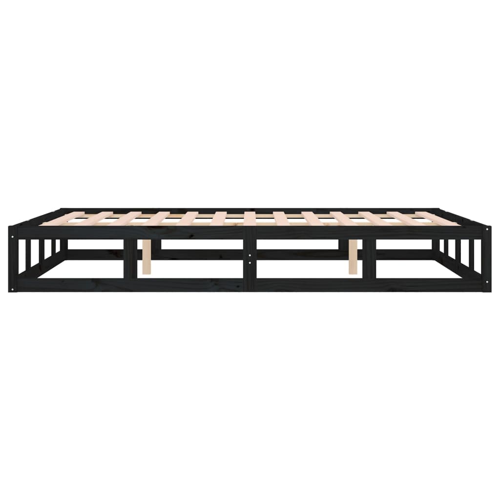 Bed Frame without Mattress Black 137x187 cm Double Solid Wood