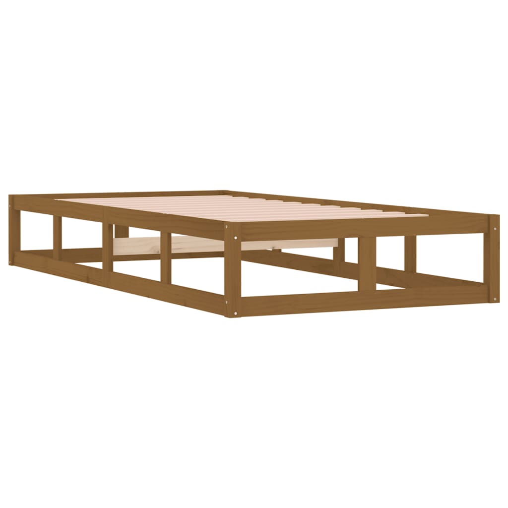 Bed Frame without Mattress Honey Brown 90x190 cm Solid Wood