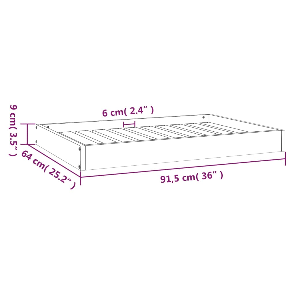 Dog Bed Black 91.5x64x9 cm Solid Wood Pine