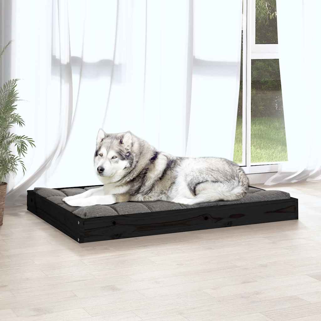 Dog Bed Black 101.5x74x9 cm Solid Wood Pine