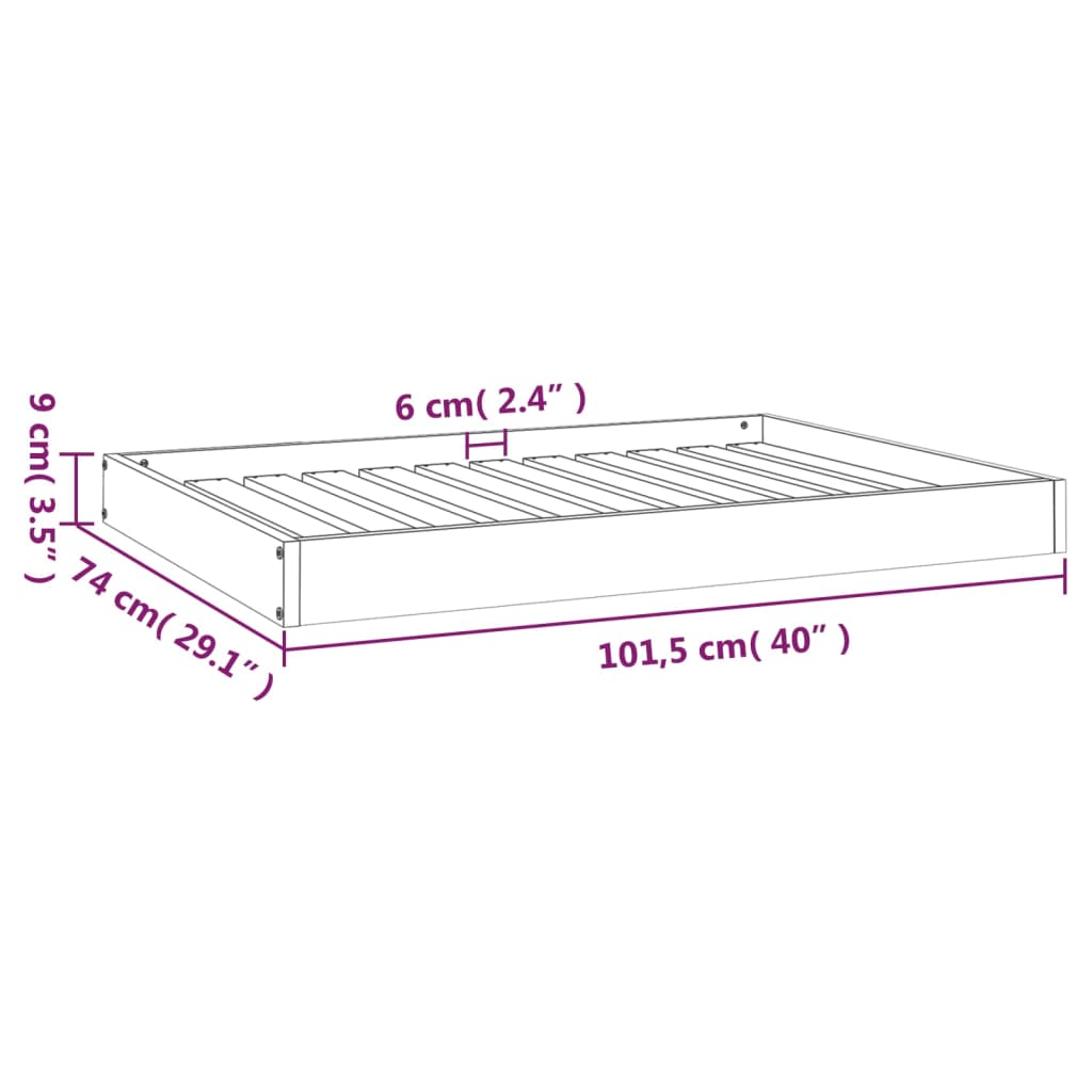 Dog Bed Black 101.5x74x9 cm Solid Wood Pine