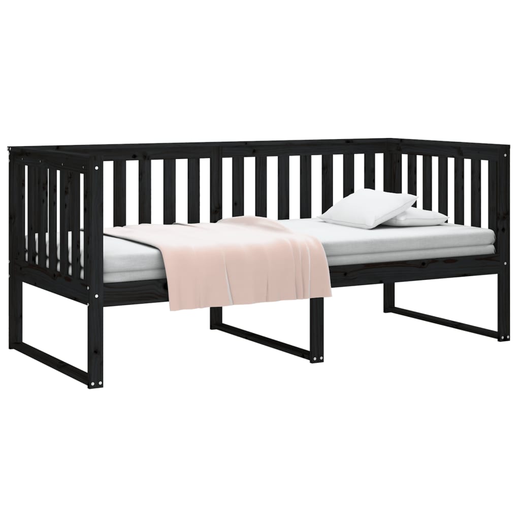 Day Bed without Mattress Black 90x190 cm Solid Wood Pine