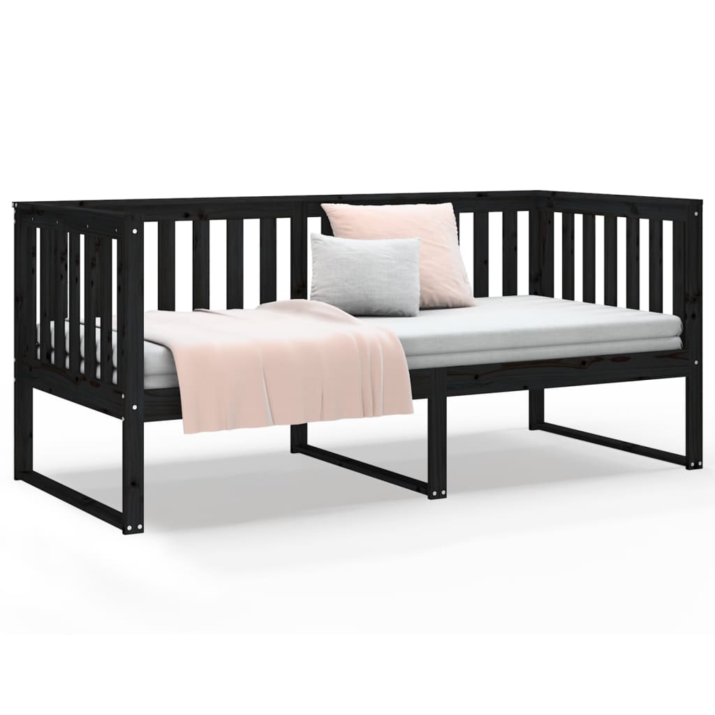 Day Bed without Mattress Black 90x190 cm Solid Wood Pine