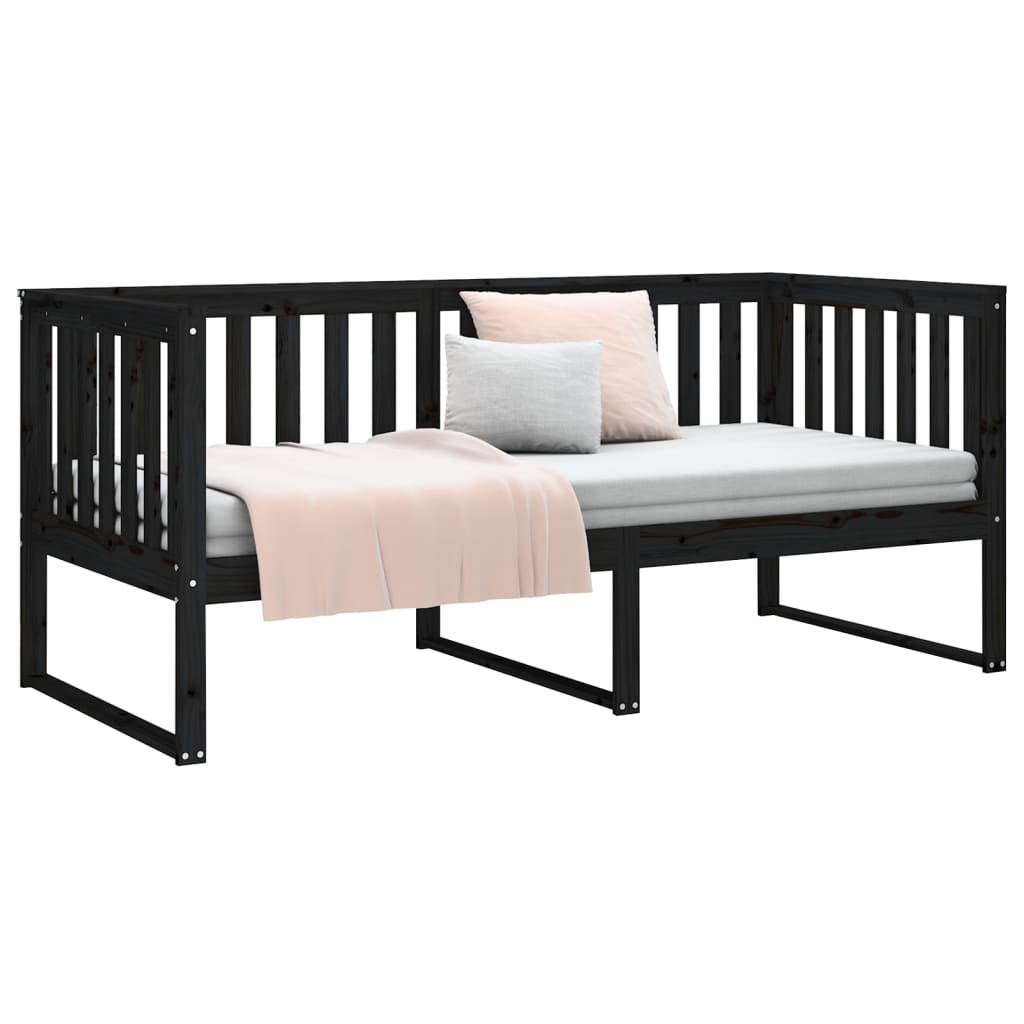 Day Bed without Mattress Black 90x190 cm Solid Wood Pine