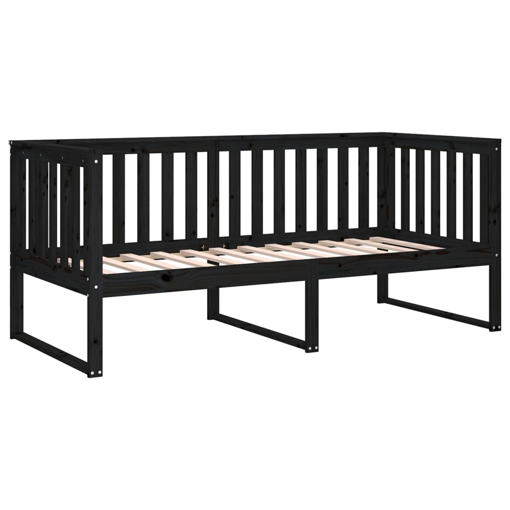 Day Bed without Mattress Black 90x190 cm Solid Wood Pine
