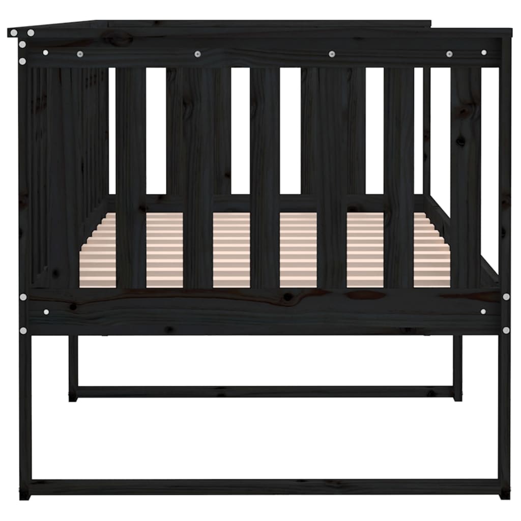 Day Bed without Mattress Black 90x190 cm Solid Wood Pine