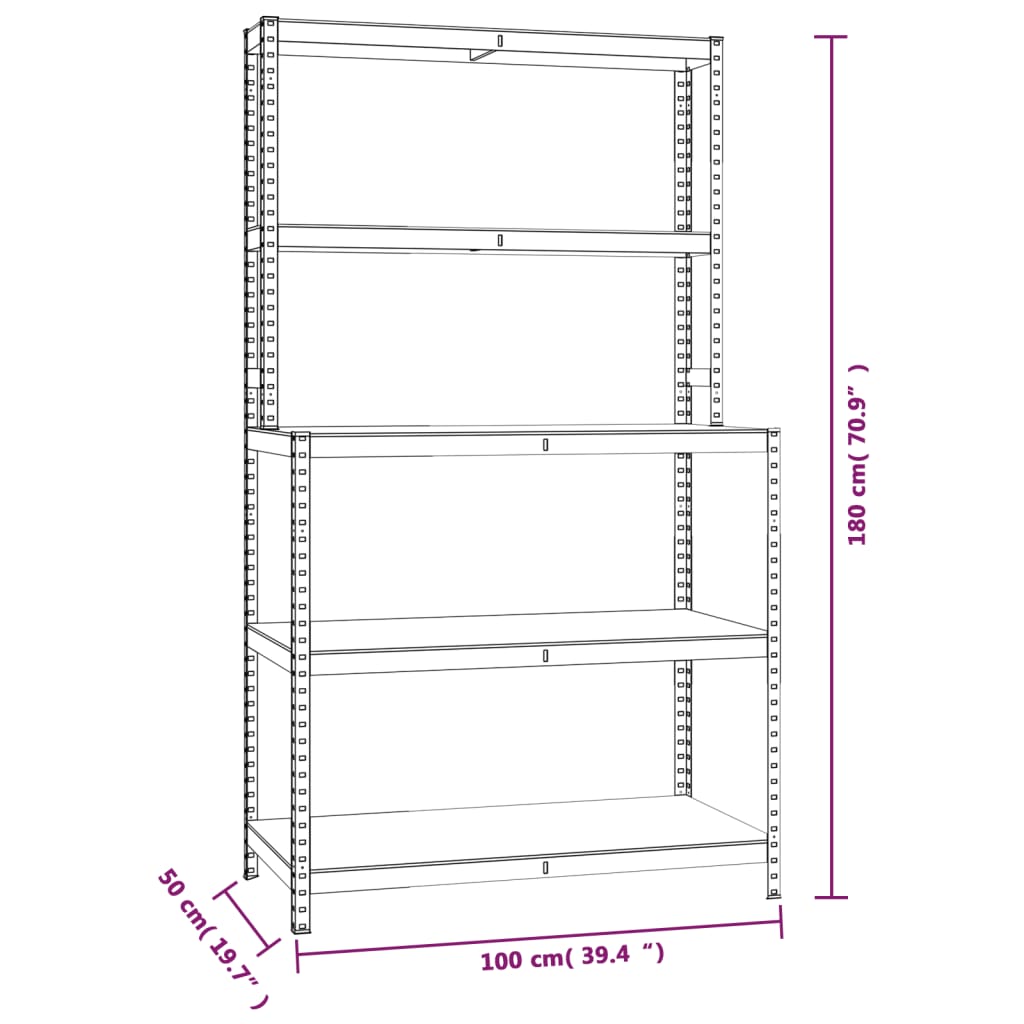 5-Layer Work Table with Shelves Blue Steel and Engineered Wood