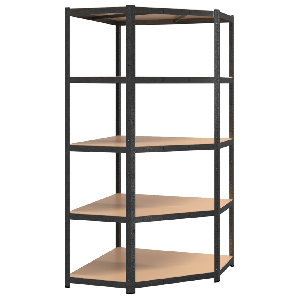 5-Layer Heavy-duty Corner Shelf Grey Steel and Engineered Wood