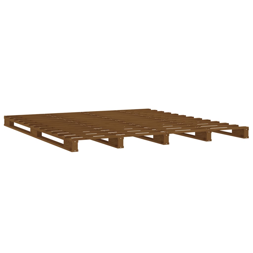 Pallet Bed without Mattress Honey Brown 137x187 cm Double Solid Wood