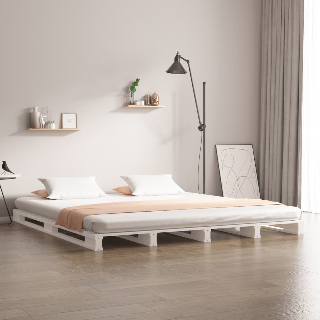 Pallet Bed without Mattress White 135x190 cm Solid Wood