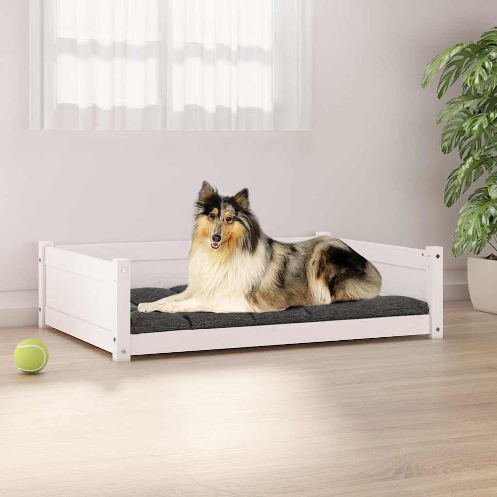 Dog Bed White 95.5x65.5x28 cm Solid Pine Wood