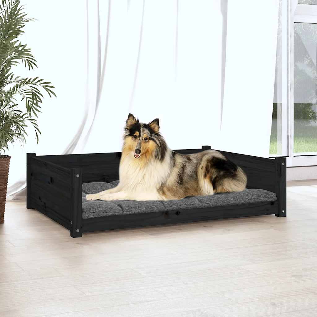 Dog Bed Black 95.5x65.5x28 cm Solid Pine Wood