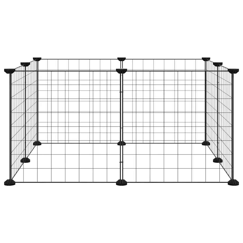 8-Panel Pet Cage Black 70x70x35 cm Steel