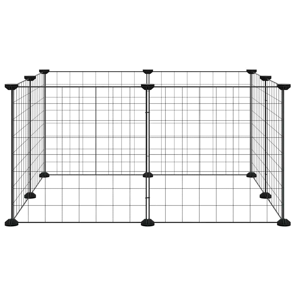 8-Panel Pet Cage Black 70x70x35 cm Steel