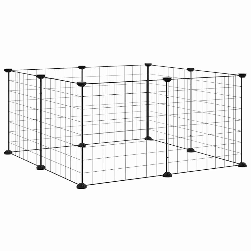 8-Panel Pet Cage Black 70x70x35 cm Steel