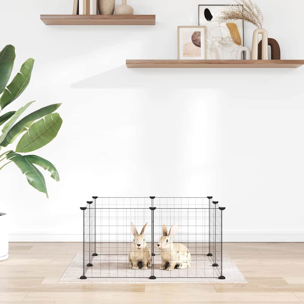8-Panel Pet Cage Black 70x70x35 cm Steel