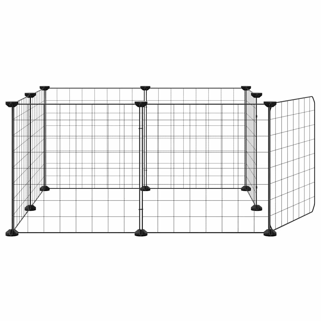 8-Panel Pet Cage with Door Black 70x70x35 cm Steel