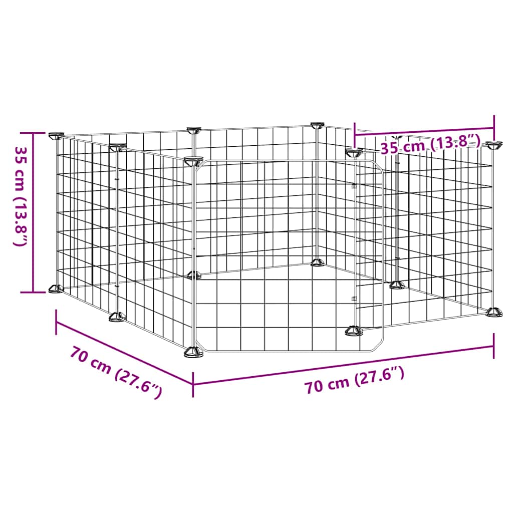 8-Panel Pet Cage with Door Black 70x70x35 cm Steel