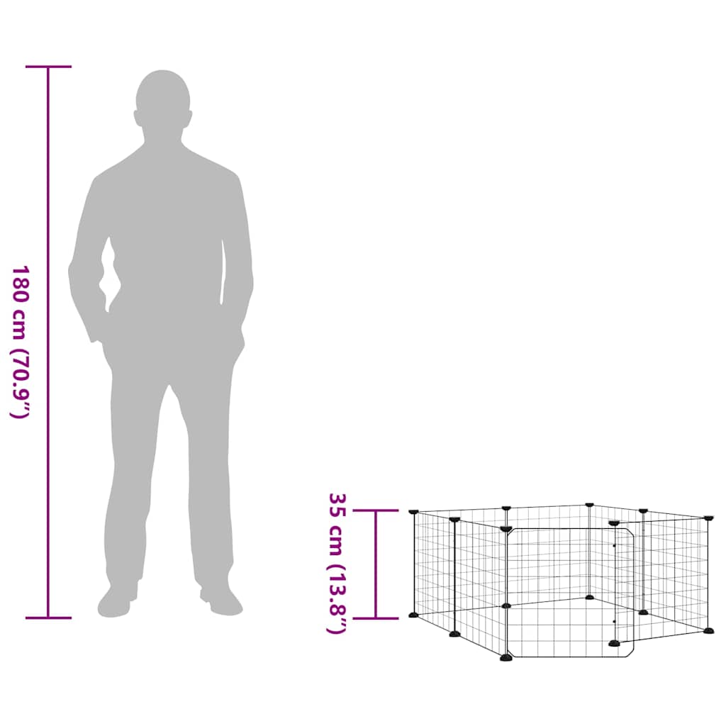 8-Panel Pet Cage with Door Black 70x70x35 cm Steel