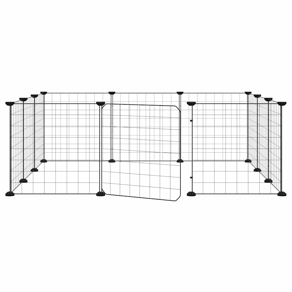 12-Panel Pet Cage with Door Black 105x105x35 cm Steel