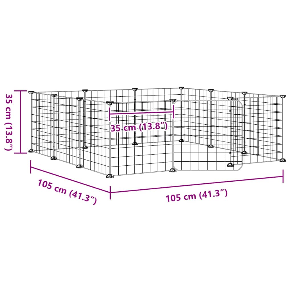 12-Panel Pet Cage with Door Black 105x105x35 cm Steel