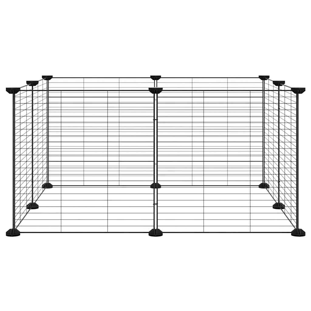 8-Panel Pet Cage Black 70x70x35 cm Steel