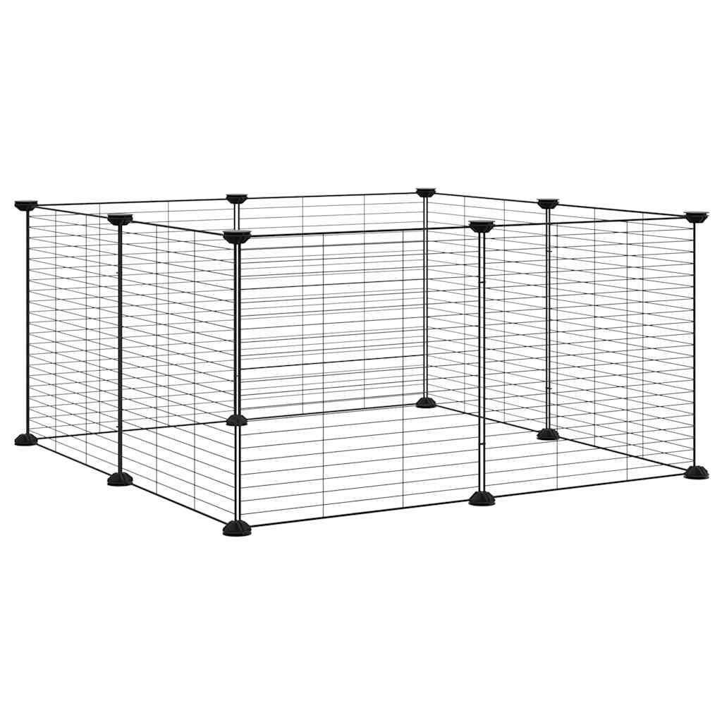 8-Panel Pet Cage Black 70x70x35 cm Steel
