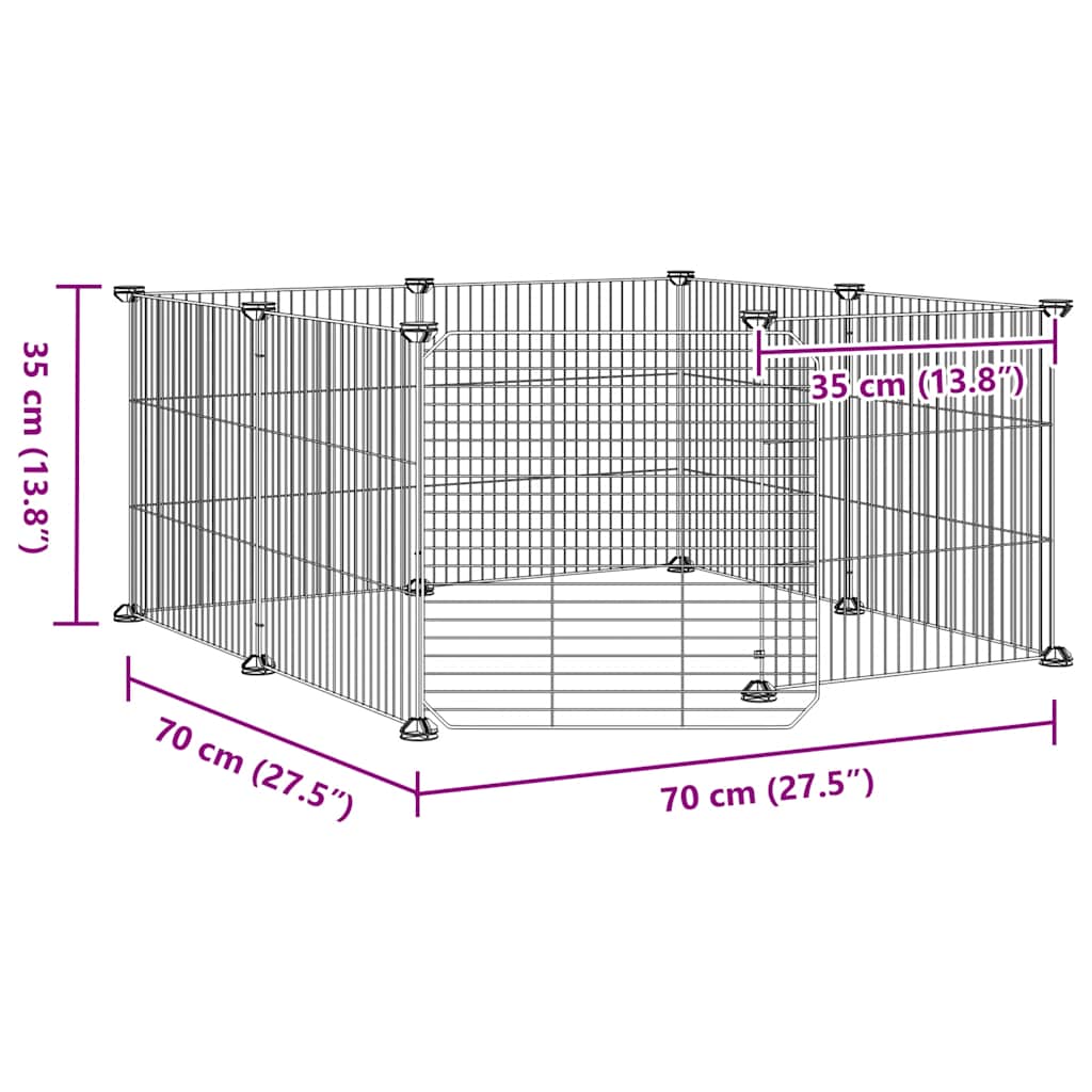 8-Panel Pet Cage with Door Black 70x70x35 cm Steel