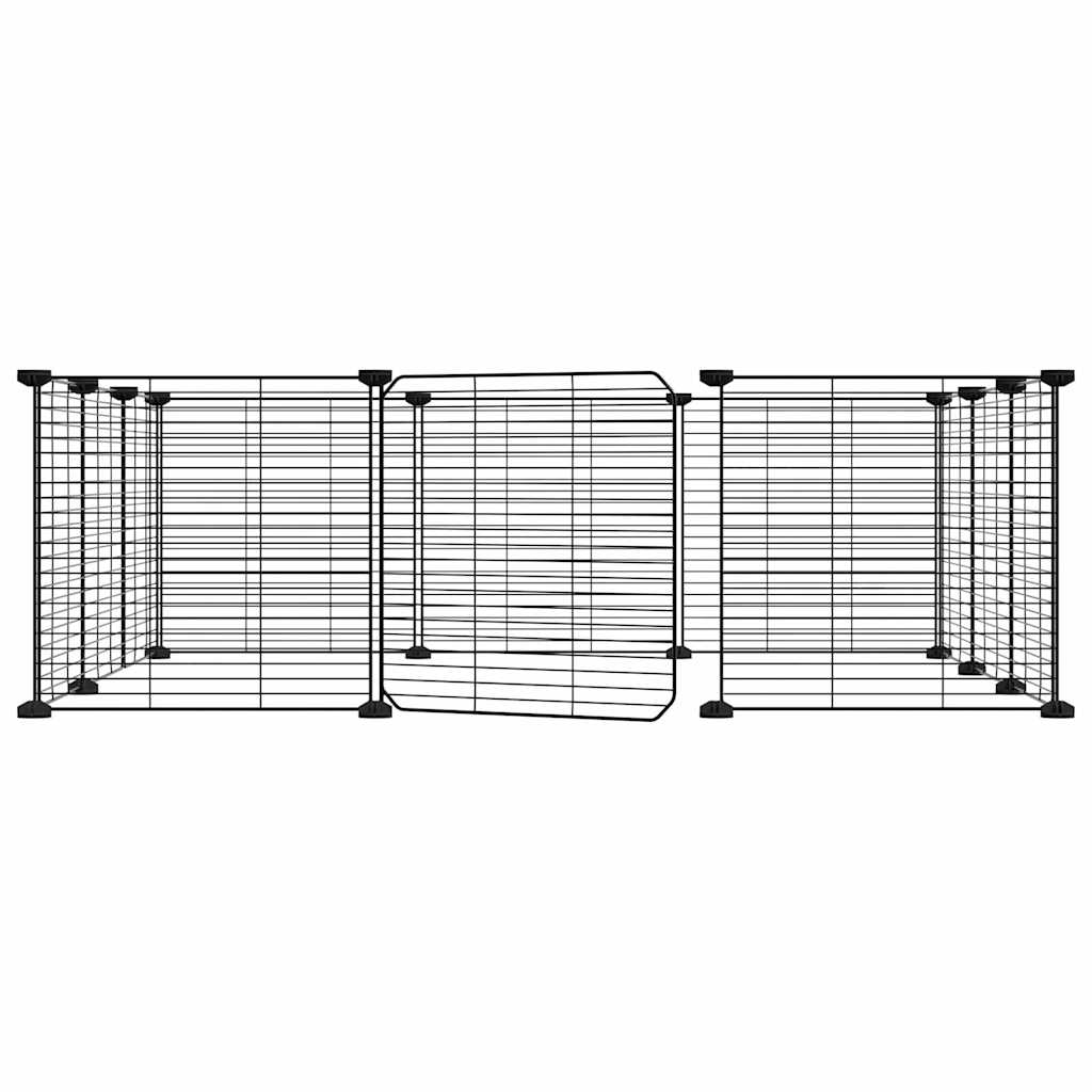 12-Panel Pet Cage with Door Black 35x35 cm Steel