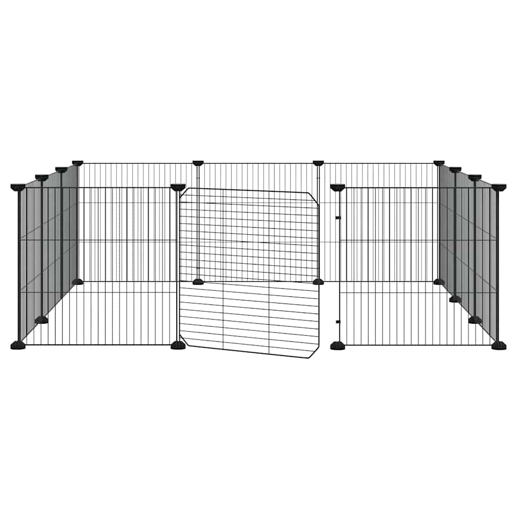 12-Panel Pet Cage with Door Black 105x105x35 cm Steel