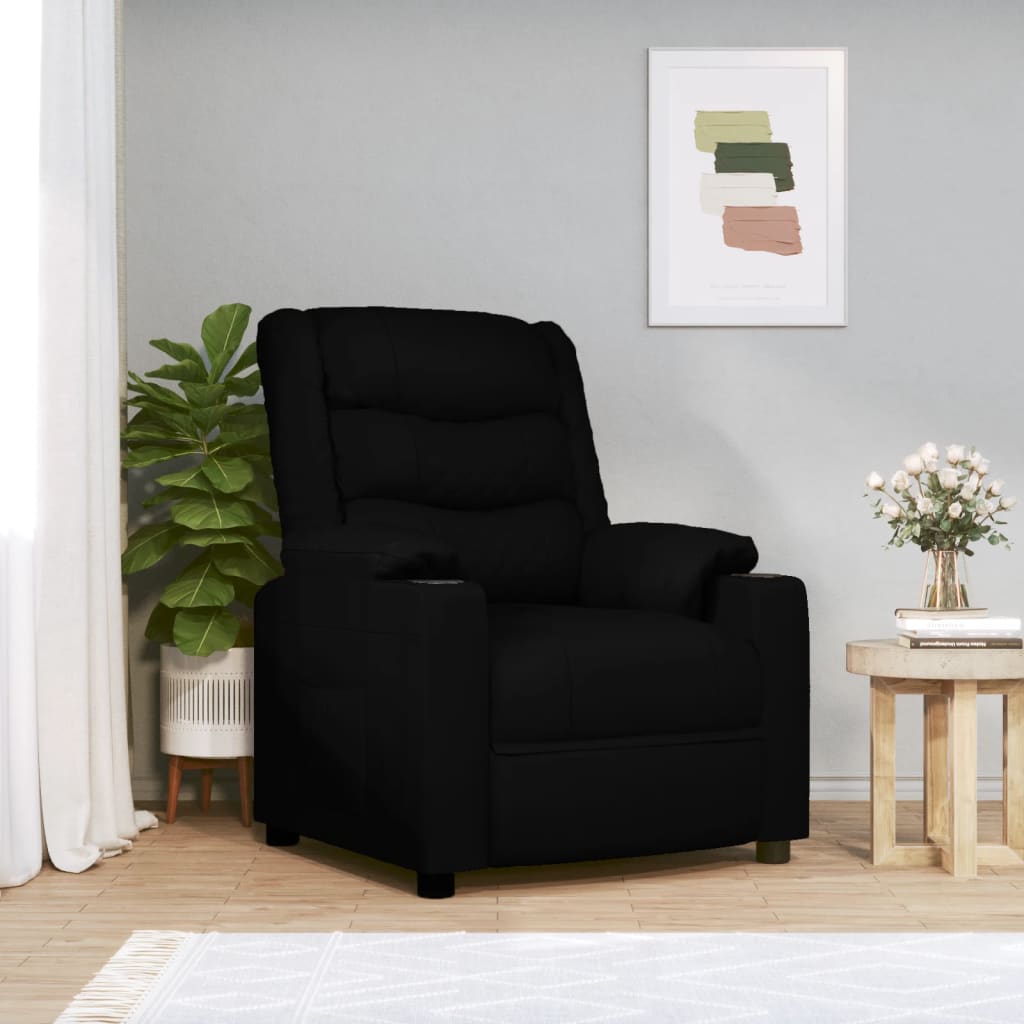 Recliner Chair Black Faux Leather