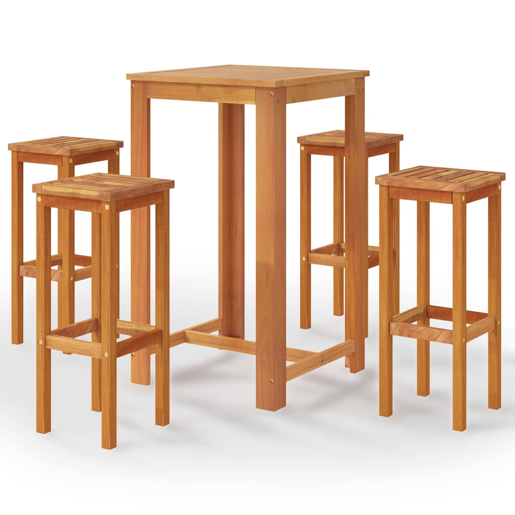 5 Piece Garden Bar Set Solid Wood Acacia