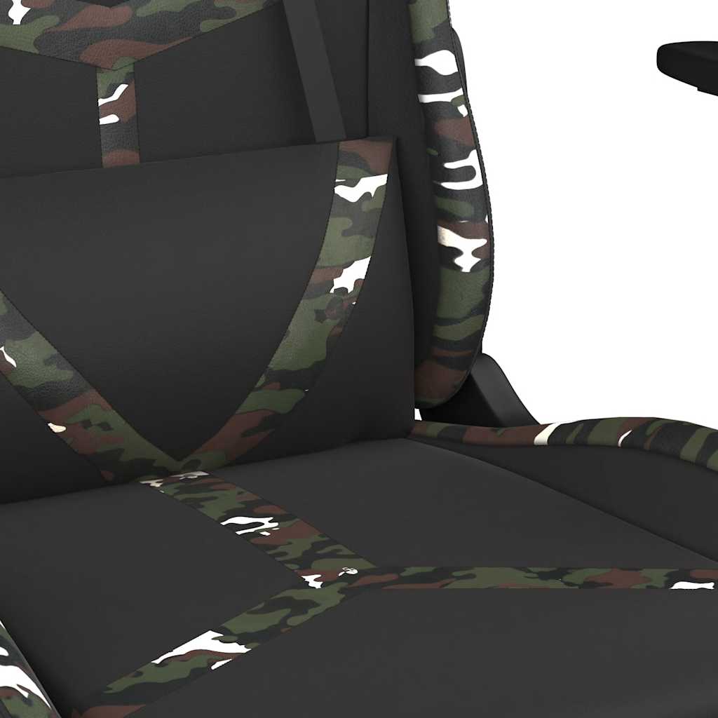 Massage Gaming Chair with Footrest Black&Camouflage Faux Leather