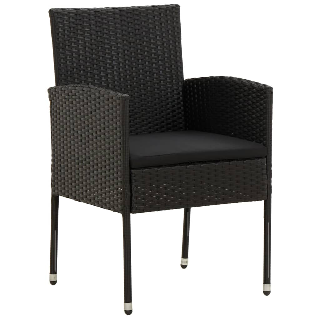 5 Piece Outdoor Dining Set Poly Rattan Black